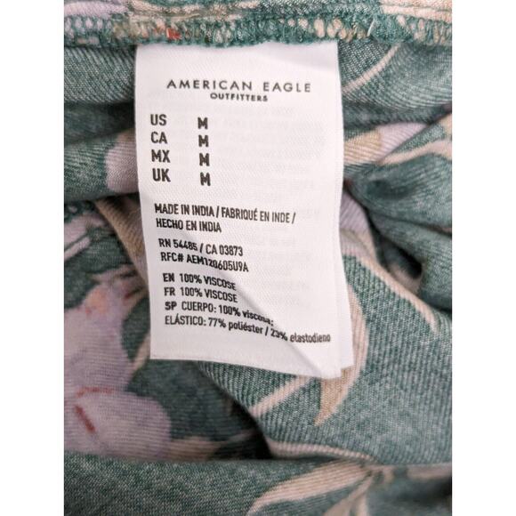 American Eagle Floral Romper Woman Sz Medium Green Peasant Cottagecore Style - Picture 9 of 12